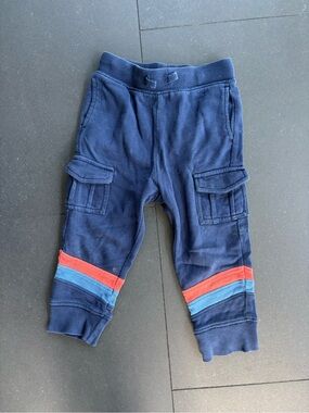 Hanna Andersson Navy Joggers with Red & Light Blue Stripes